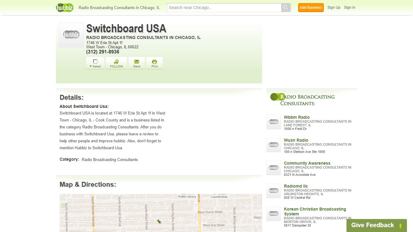 Switchboard USA, Radio Broadcasting Consultant, 1746 W Erie St Apt 1f